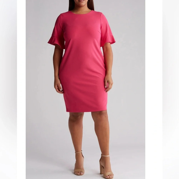 Calvin Klein Women's Ruffle Short Sleeve‎ Sheath Dress Plus size 22 NWT - Picture 1 of 5